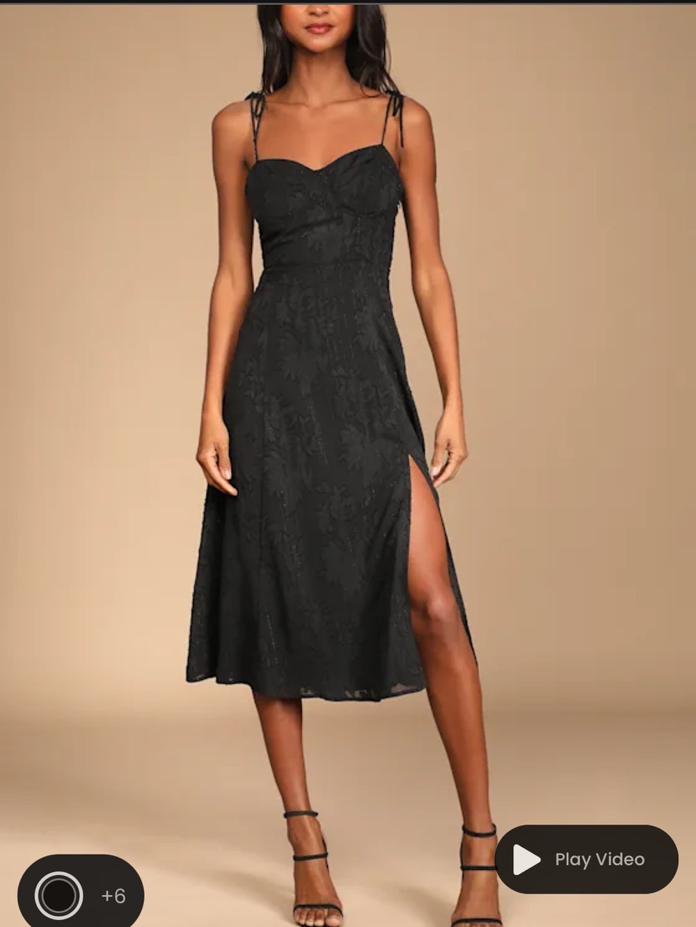 NEW NWT Loveliest Looks Black Floral Jacquard Tie-Strap Midi Dress - small